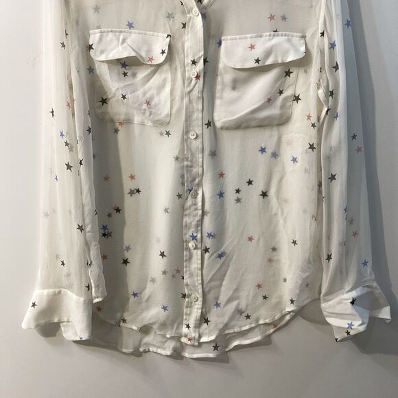 Equipment Star Print Silk Blouse Women’s Size XS Long Sleeve Multicolor Button U - Picture 5 of 16